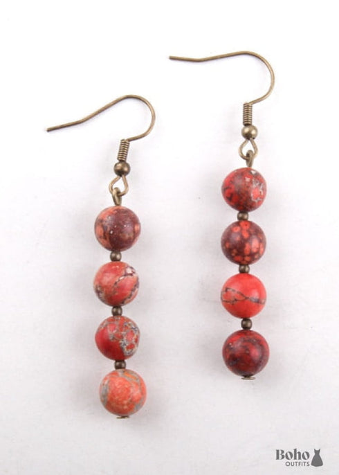 Boho Earrings, RH Dangle Earrings, 3 Balls